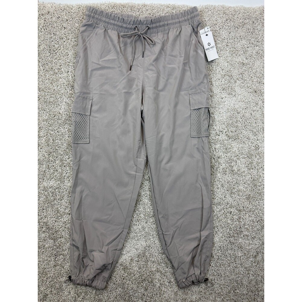 Nine West Active Women's XL Cargo Jogger Pants Opal Gray Mesh Stretch NWT $78